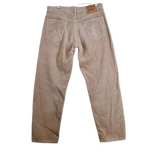 Vtg 90s Y2K Levis 565 Corduroy Pants Mens 34x34 Beige Wide Leg Loose Hi Rise USA